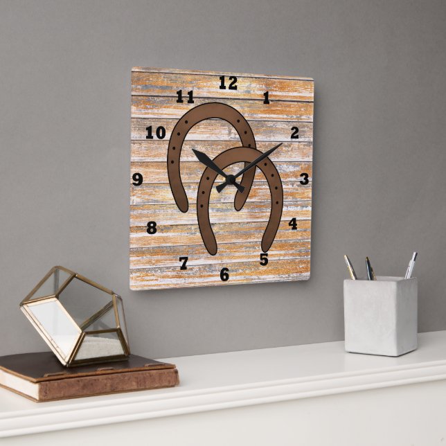Rustic Country horse shoes decor clock (Office)
