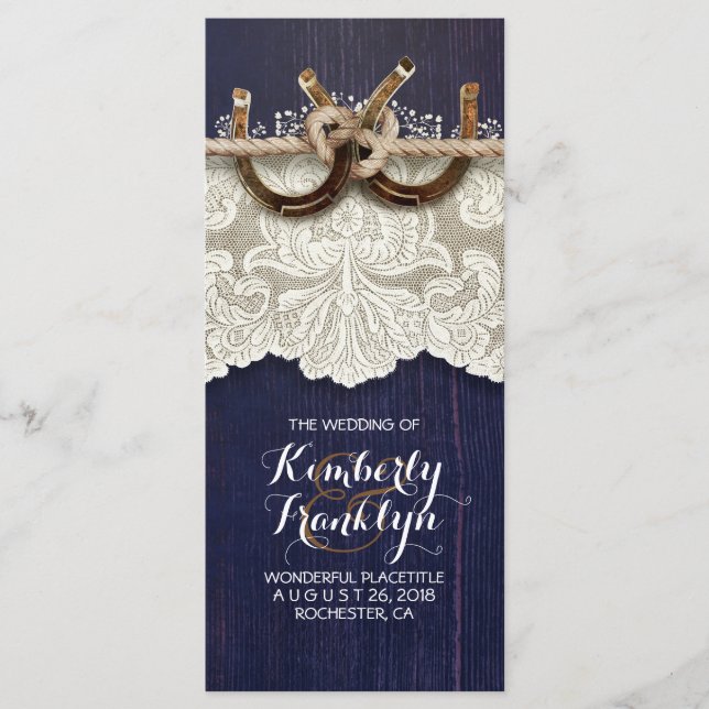 Rustic Country Horseshoe Lace Programme de mariage (Devant)