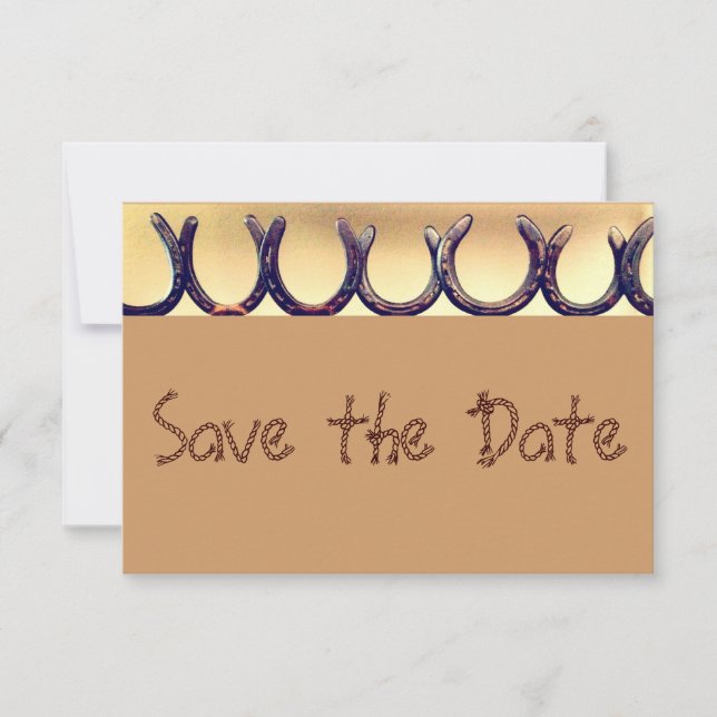 Rustic Country Horseshoe Save the Date Cards (Front)