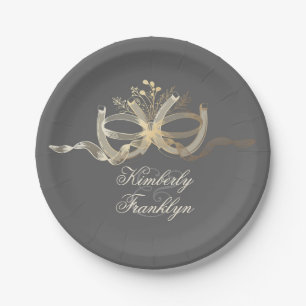 Rustic Country Horseshoes Couple Wedding Paper Plate
