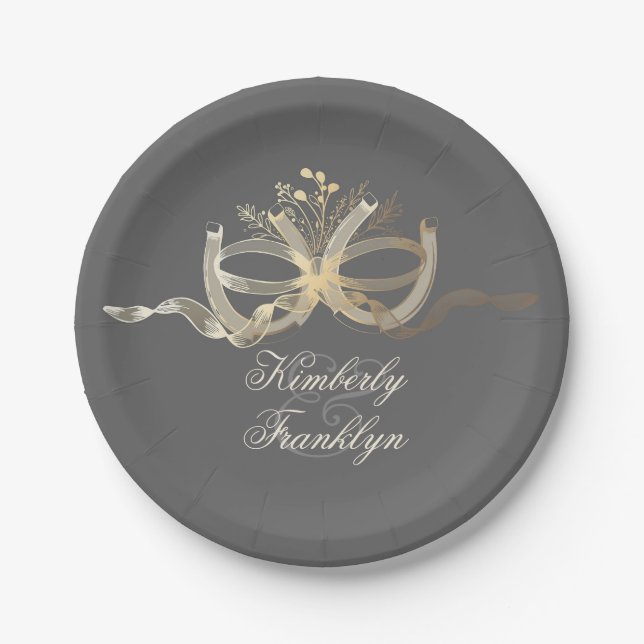 Rustic Country Horseshoes Couple Wedding Paper Plate (Front)