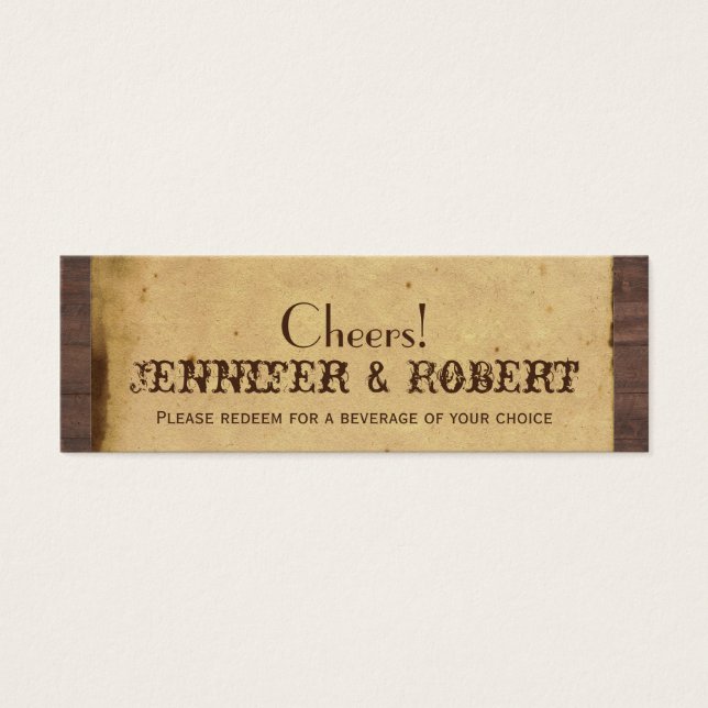 Rustic Country Horseshoes Wedding Drink Tickets (Front)