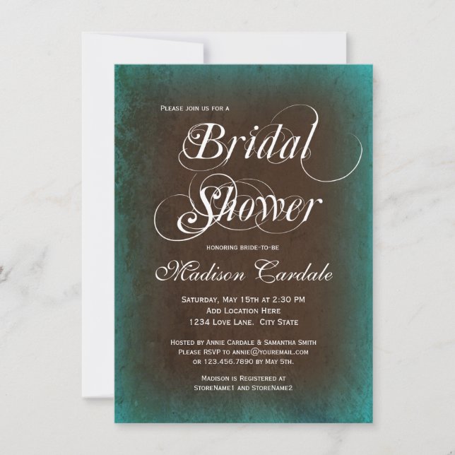 Rustic Country Invitation Brown Turquoise de douch (Devant)