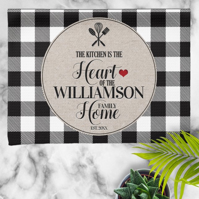 Rustic Country Kitchen Family Name Kitchen Towel (Creator Uploaded)