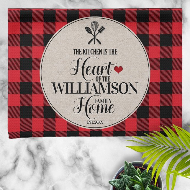 Rustic Country Kitchen Family Name Kitchen Towel (Creator Uploaded)