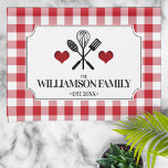 Rustic Country Kitchen Family Name Kitchen Towel<br><div class="desc">A charming,  rustic country kitchen design featuring a classic red gingham plaid pattern,  and a personalized label. A great gift idea for birthday's,  housewarming or just because!</div>