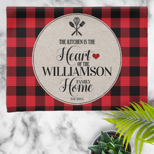 Rustic Country Kitchen Family Name Towel