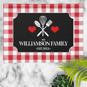 Rustic Country Kitchen Family Name Towel