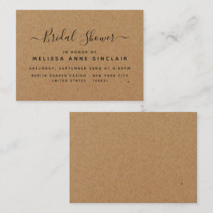 Rustic Country Kraft Fête des mariées Invitation d