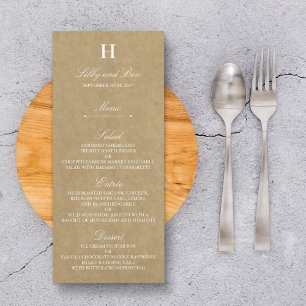 Rustic Country Kraft Mariage Modèle de menu