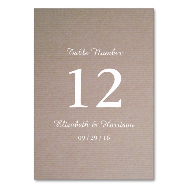 Rustic Country Kraft Mariage Numéro de table (Par défaut)