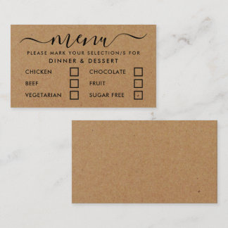 Rustic Country Kraft Menu Simple Script Sélection