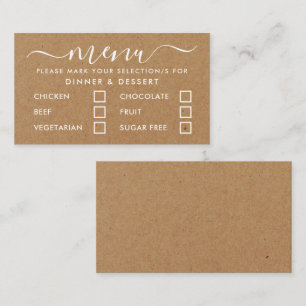 Rustic Country Kraft Menu Simple Script Sélection