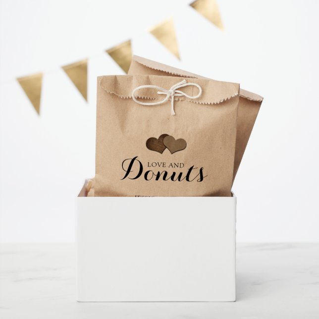 Rustic Country Kraft Paper Love and Doughnuts Wedd Favour Bag (Party)