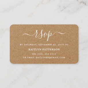 Rustic Country Kraft Simple Script RSVP Enclosure Card