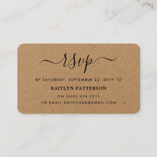 Rustic Country Kraft Simple Script RSVP Enclosure Card