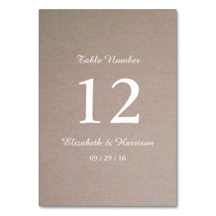 Rustic Country Kraft Wedding Table Number