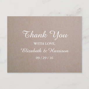 Rustic Country Kraft Wedding Thank You Postcard