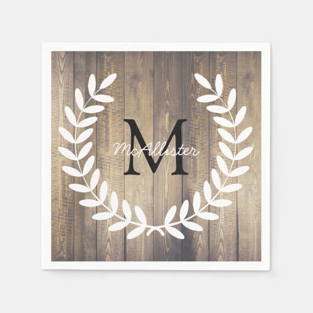 Rustic Country Laurels Barn Wood - Personalized Napkin (Front)