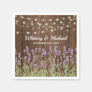 Rustic Country Lavender Floral Lights Wedding Napkin