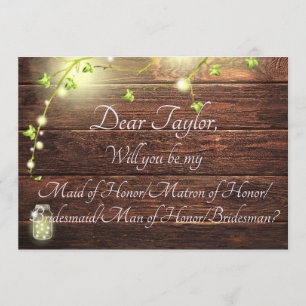 Rustic Country Lights Maid Matron Man Bridesmaid Invitation