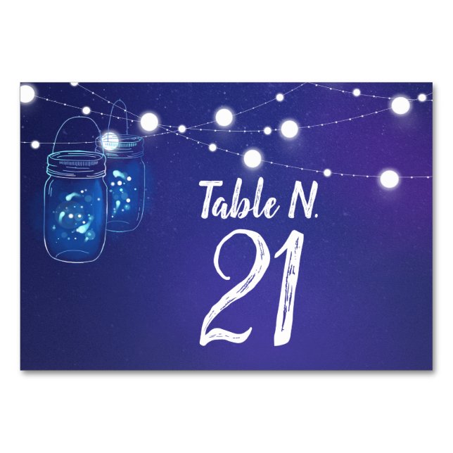Rustic country lights mason jars fireflies Table Table Number (Front)
