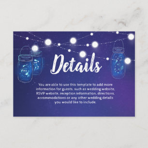 Rustic country lights mason jars wedding Details Enclosure Card