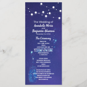 Rustic country lights mason jars wedding Program