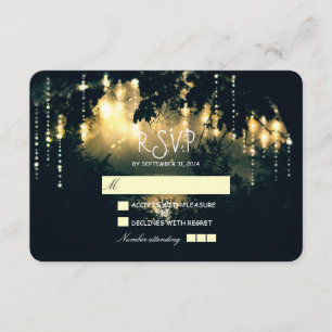 Rustic country lights wedding RSVP cards