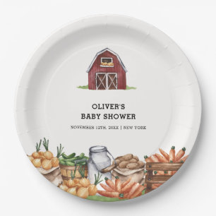 Rustic Country Locally Grown Veggie Baby Shower Paper Plate