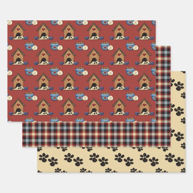 Rustic Country Love Dogs  Wrapping Paper Sheet (Set)