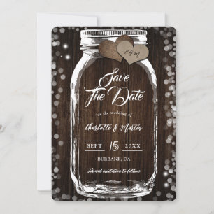 Rustic Country Mason Jar Barn Wood Wedding Save The Date