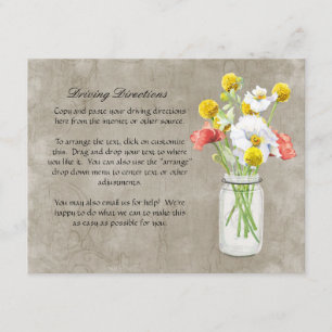 Rustic Country Mason Jar Bouquet Crackle Swirls Enclosure Card