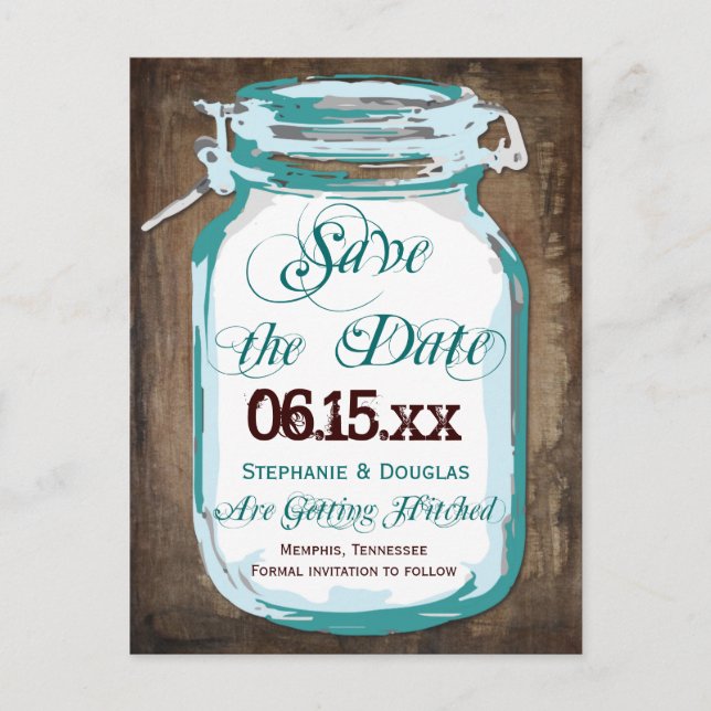 Rustic Country Mason Jar Enregistrer la date Carte (Devant)