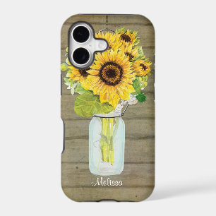 Rustic Country Mason Jar Flowers Sunflower Hanging