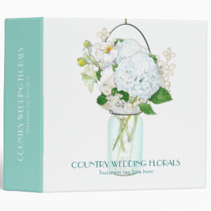 Rustic Country Mason Jar Flowers White Hydrangeas Binder