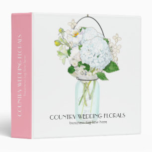 Rustic Country Mason Jar Flowers White Hydrangeas Binder