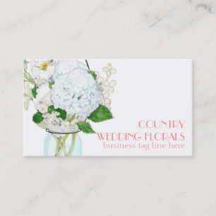 Rustic Country Mason Jar Flowers White Hydrangeas Business Card