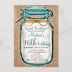 Rustic Country Mason Jar Invitation Anniversaire