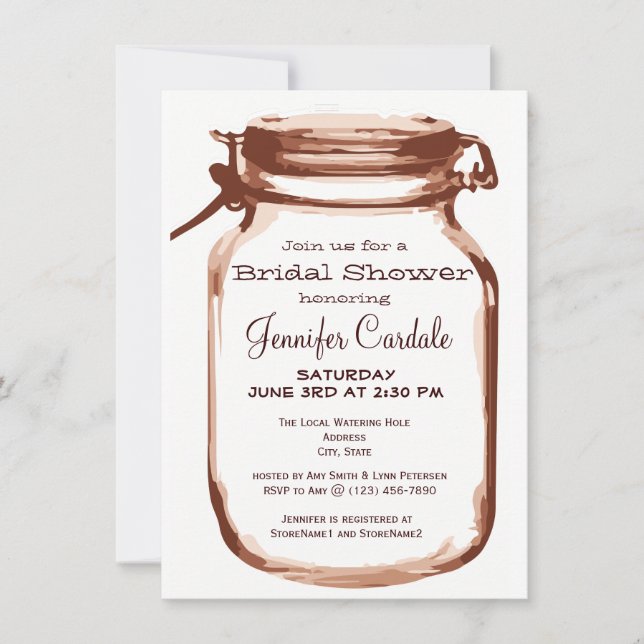 Rustic Country Mason Jar Invitations de douche nup (Devant)