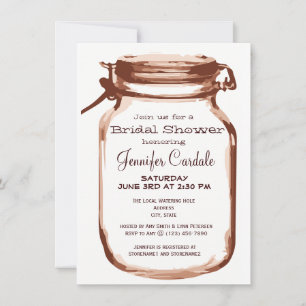 Rustic Country Mason Jar Invitations de douche nup