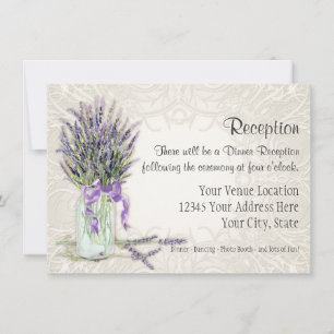 Rustic Country Mason Jar Lace n Lavender Floral Invitation