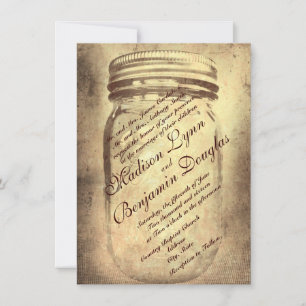 Rustic Country Mason Jar Mariage Invitations