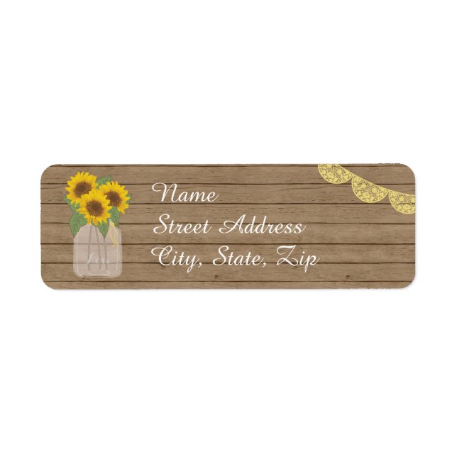 Rustic Country Mason Jar Sunflower Label (Front)