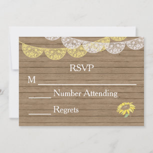 Rustic Country Mason Jar Sunflower RSVP Invitation