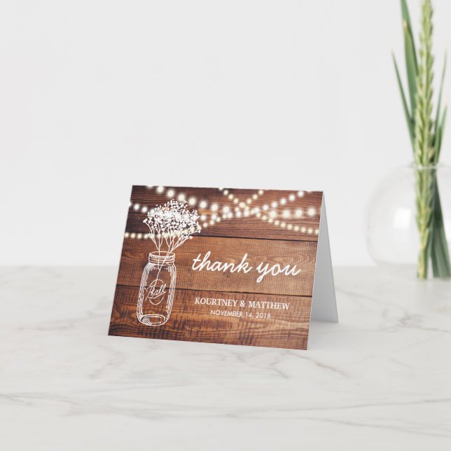 RUSTIC COUNTRY MASON JAR THANK YOU (Front)