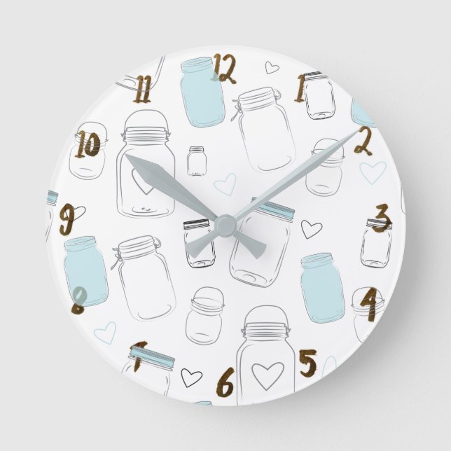 Rustic Country Mason Jars Round Clock (Front)