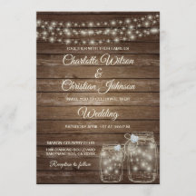 Rustic Country Mason Lights Wedding Invitation