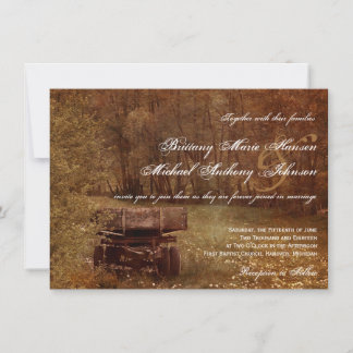 Rustic Country Meadow Wagon Wedding Invitations
