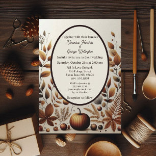 Rustic Country Minimalistic Fall Pumpkins Wedding  Invitation